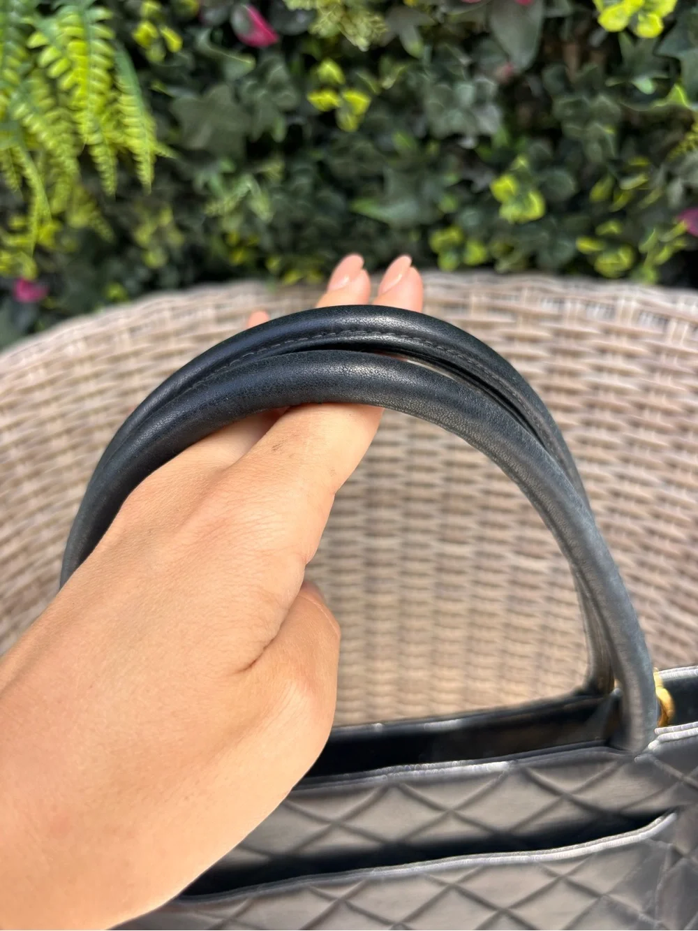 Authentic CHANEL black lambskin leather gold medallion 24k gold tote